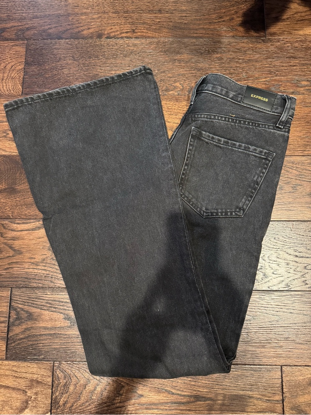 Express Women Black Jeans 70s Flare Mid Rise